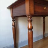 Mahogany desk with 1 drawer and beech legs