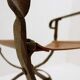 Fauteuil curule en fer forgé et cuir