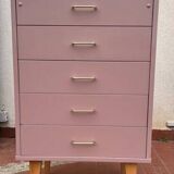 Coiffeuse chiffonnier vintage vieux rose