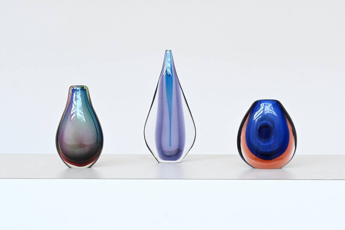 Flavio Poli Sommerso "Teardrop" vase Murano glass Seguso Italy 1960