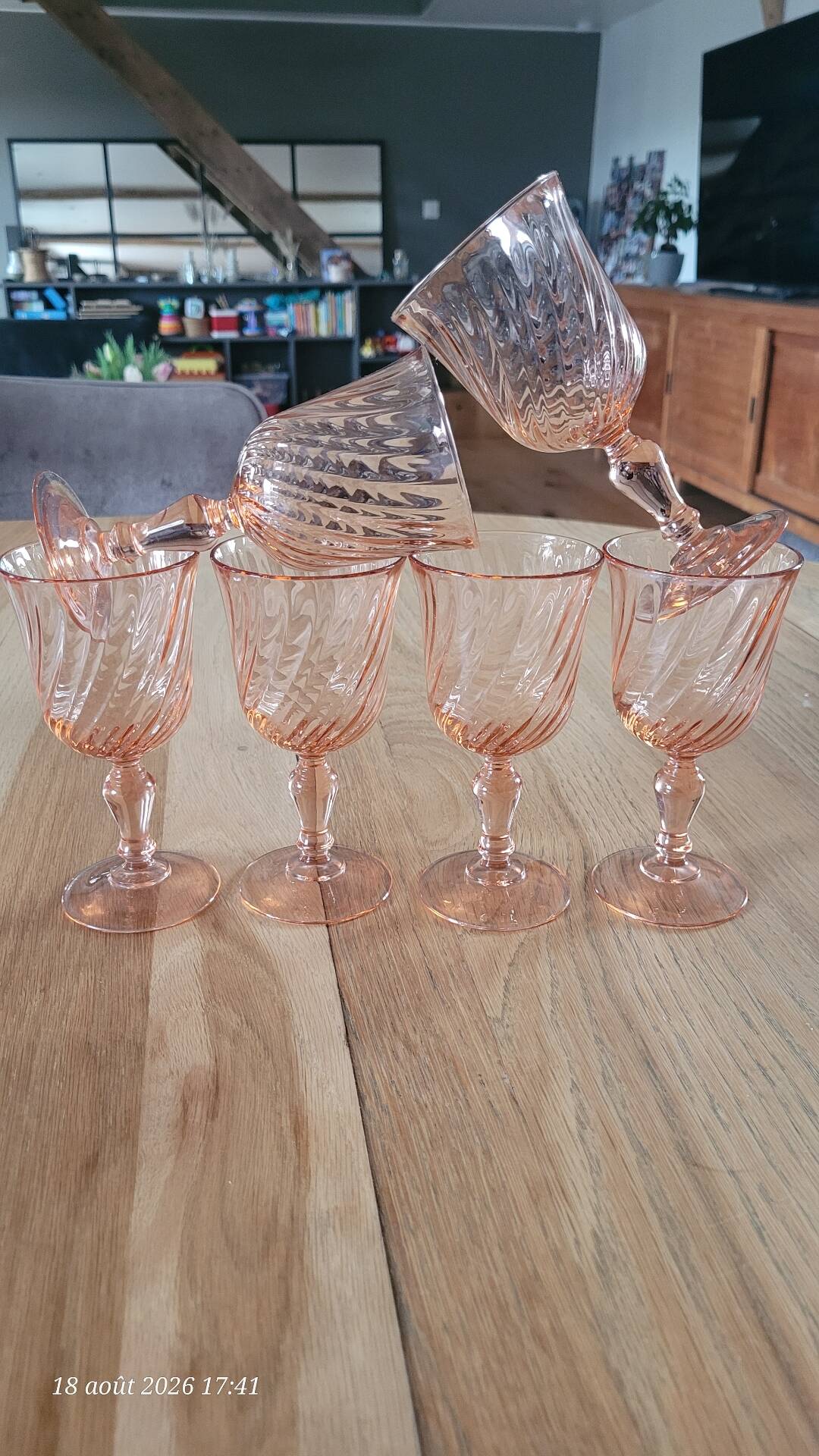 6 verres à pied vintage Rosaline