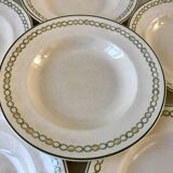 lot of 6 green and orange Longwy Iron Earth hollows from the beginning of the 19th century