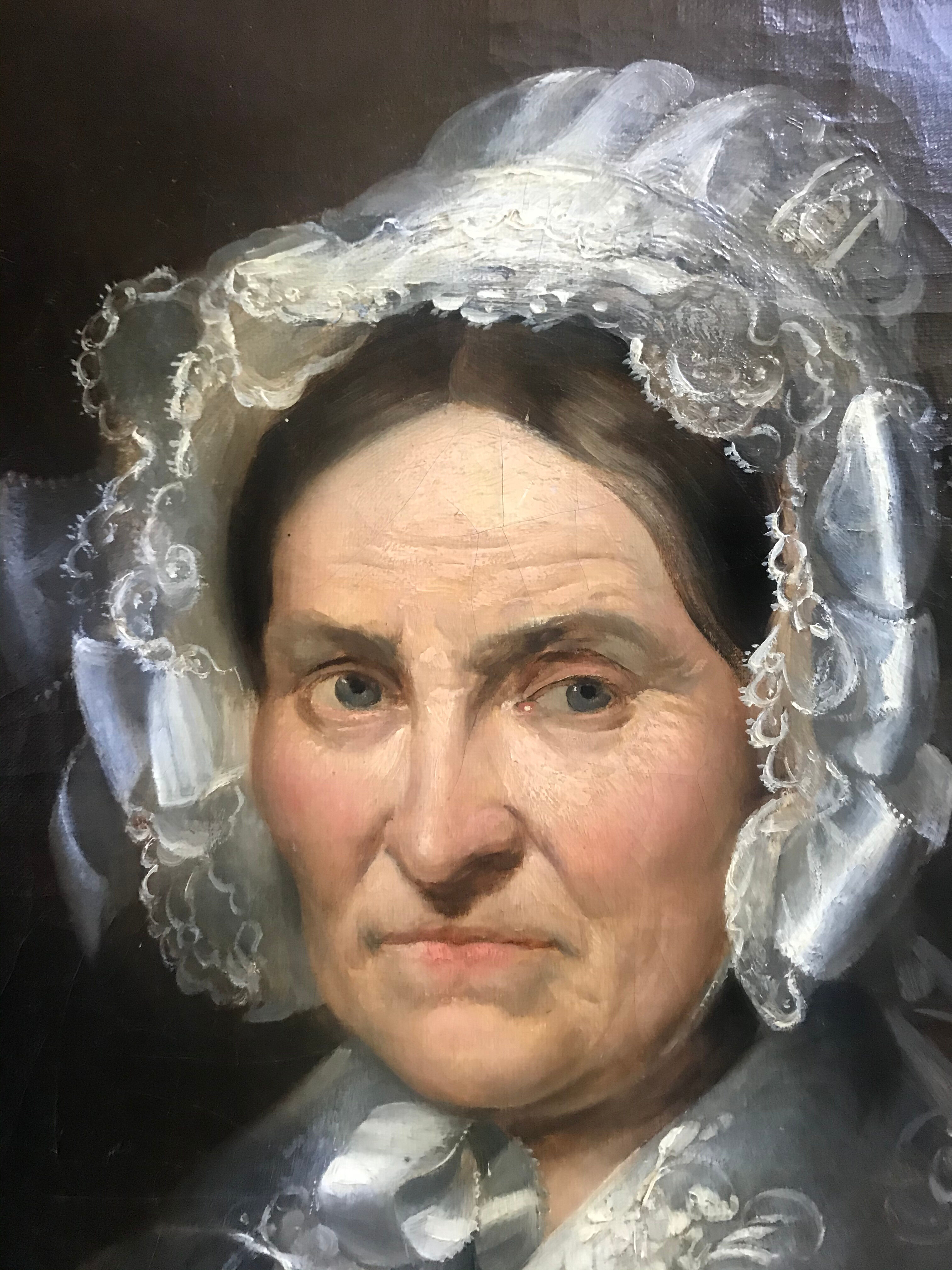 Wore "Lady in the Headdress." Oil on canvas between 1820 and 1860. Unsigned. Old frame.