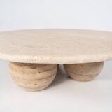 Contemporary Round Travertine Coffee Table, Italy