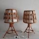 Pair of vintage bamboo bedside lamps