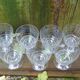 Antique engraved crystal stemmed wine glasses set of 7
