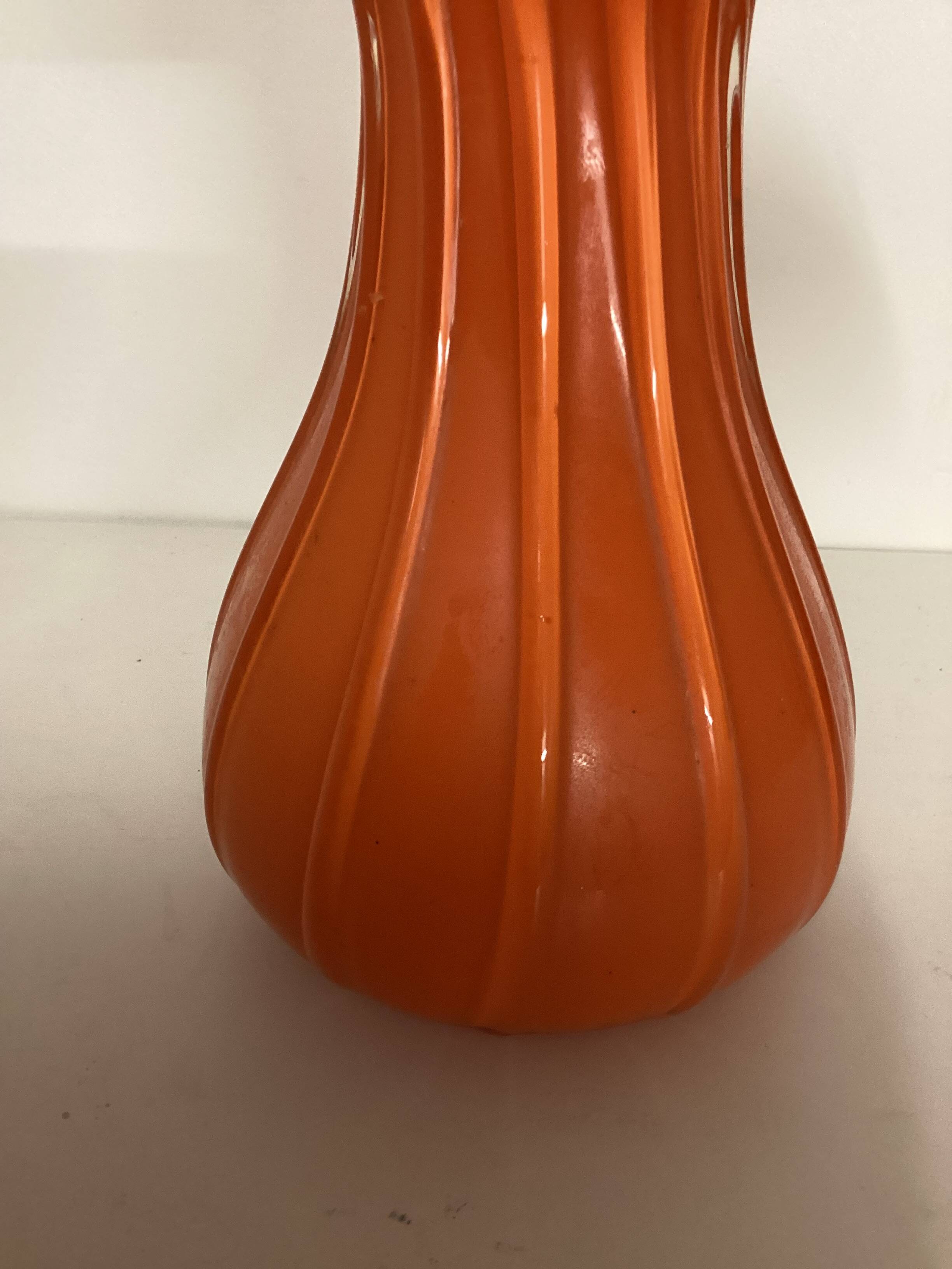 Orange blown glass vase, vintage 70s