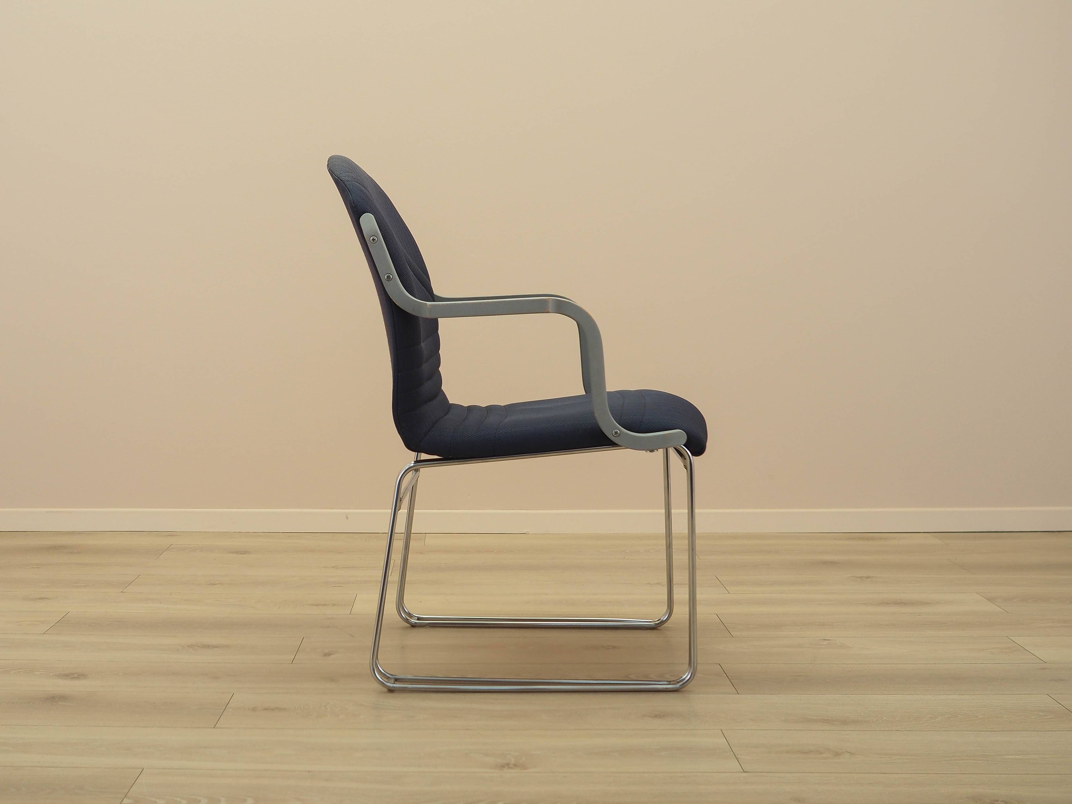 Italian cantilever chair 1990s blue fabric upholstery