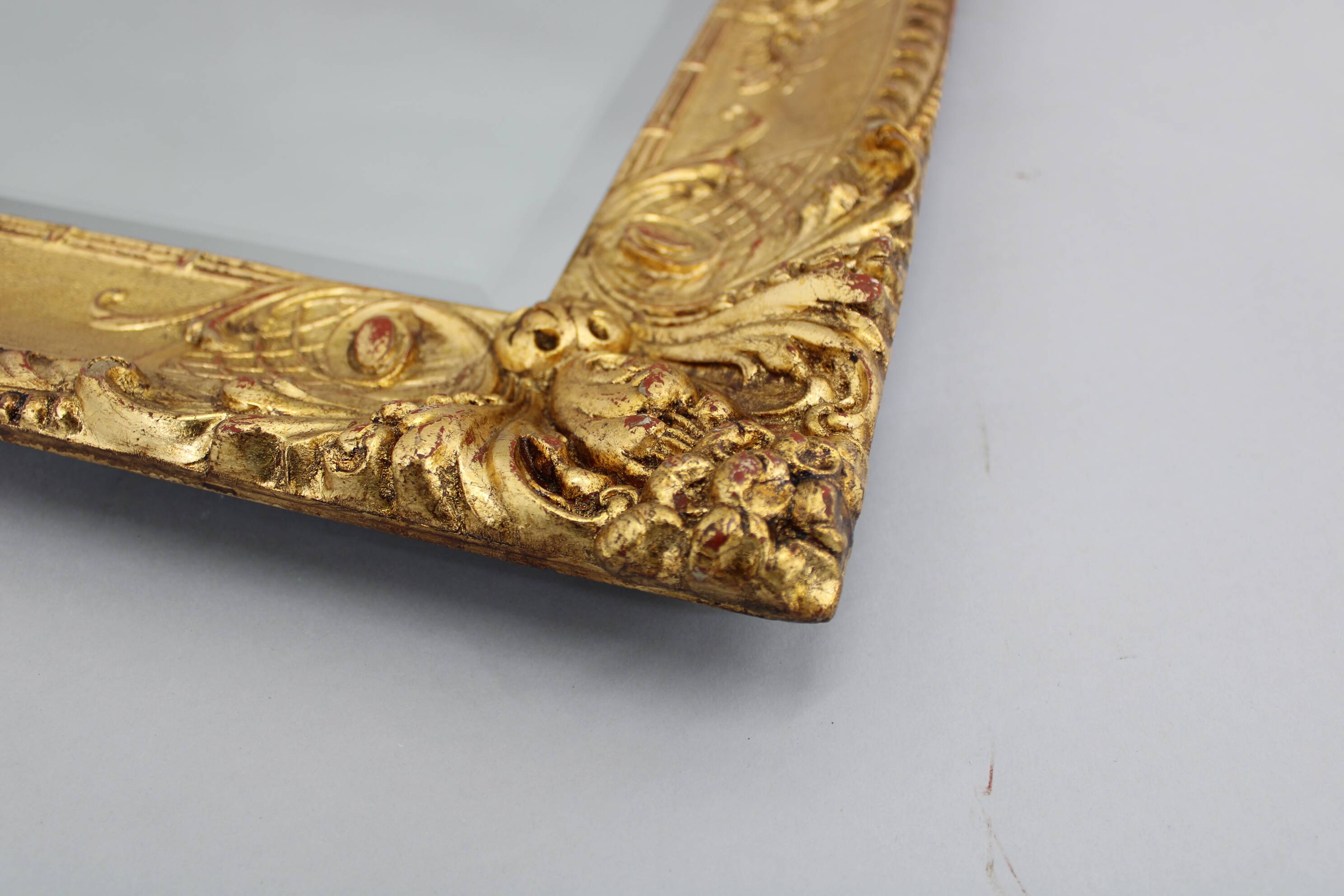 1940s Italian Mirror in Golden Wood Frame