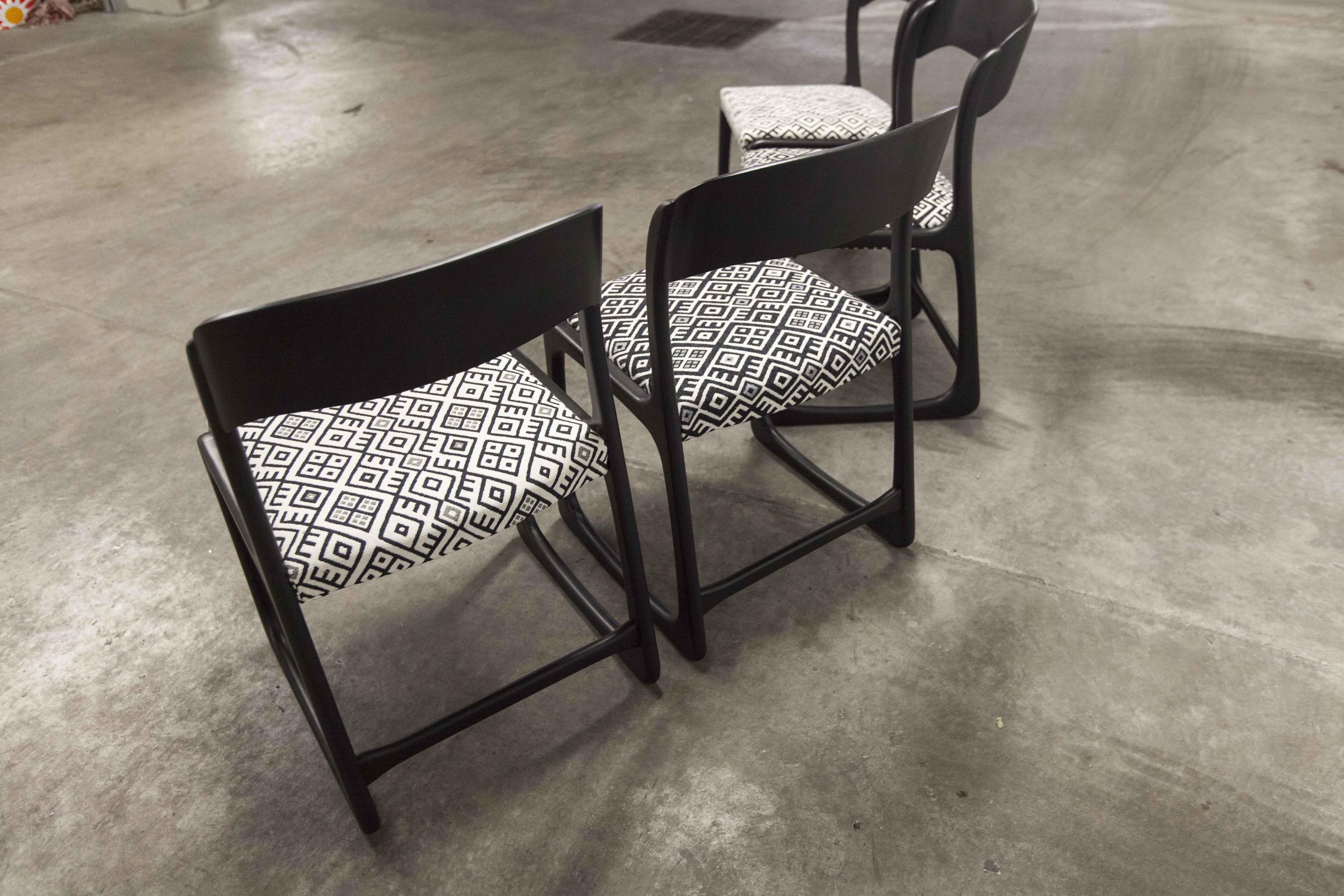 Lot of 4 Baumann chairs flat sled restored