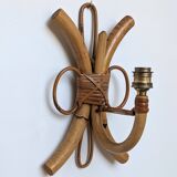 Pair of Louis Sognot rattan wall lights