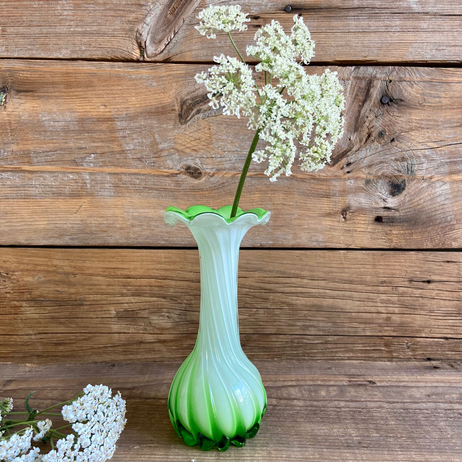 Green blown glass vase