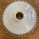 White glass pendant light with ruffled collar
