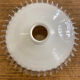 White glass pendant light with ruffled collar