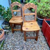 Set of 2 carved wooden chairs