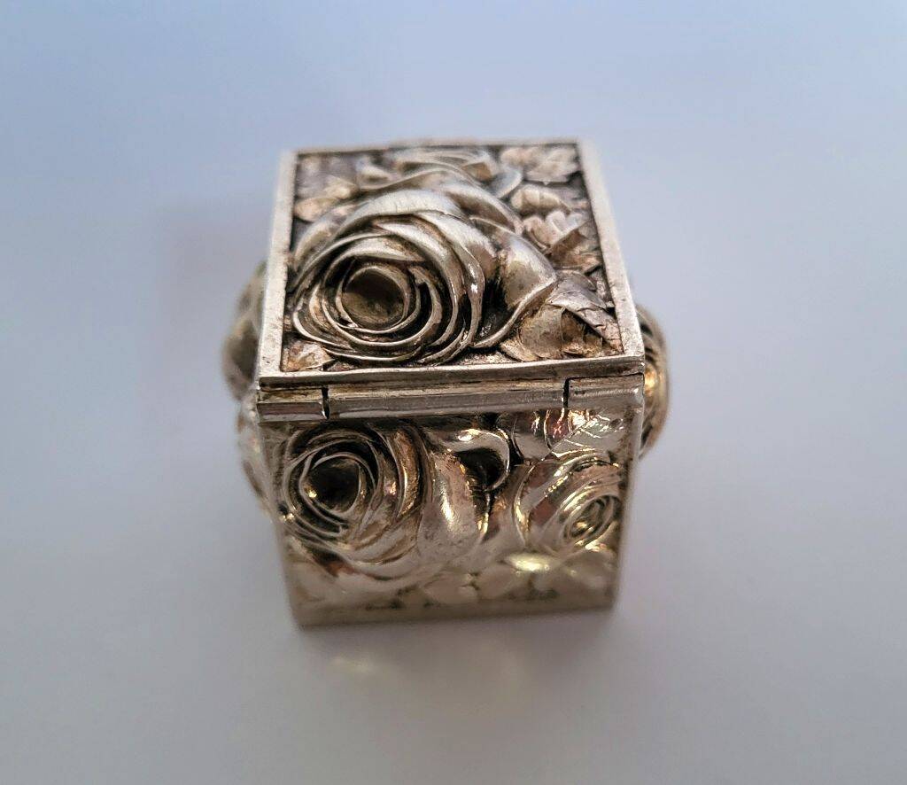 Silver Plated Repousse Personal Ashtray Rich Decorated with Roses