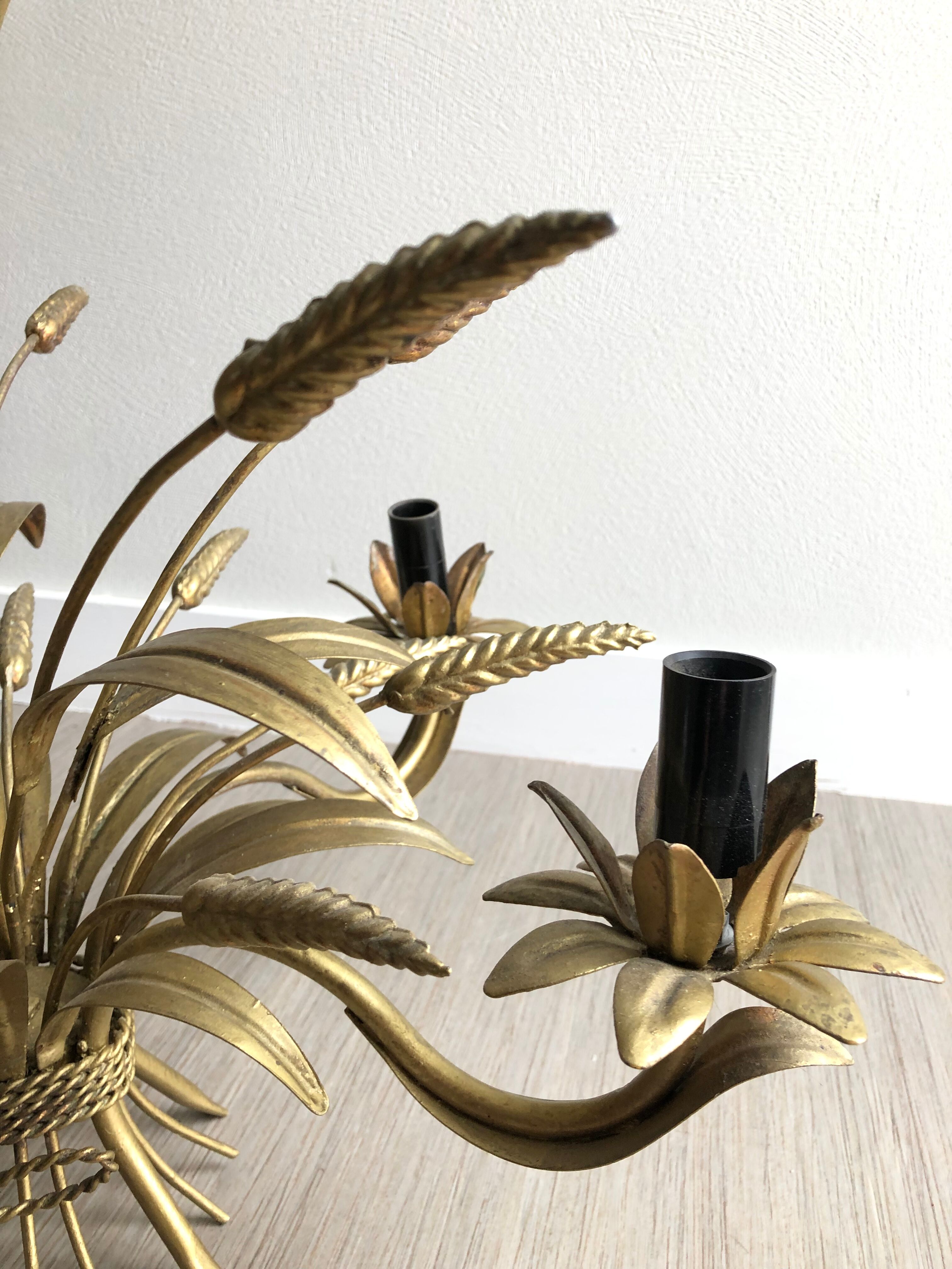 Golden wheat spike chandelier