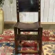 Set of 6 English chairs in oak and fine leather from the late 19th century.