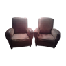 Pair of leather club armchairs