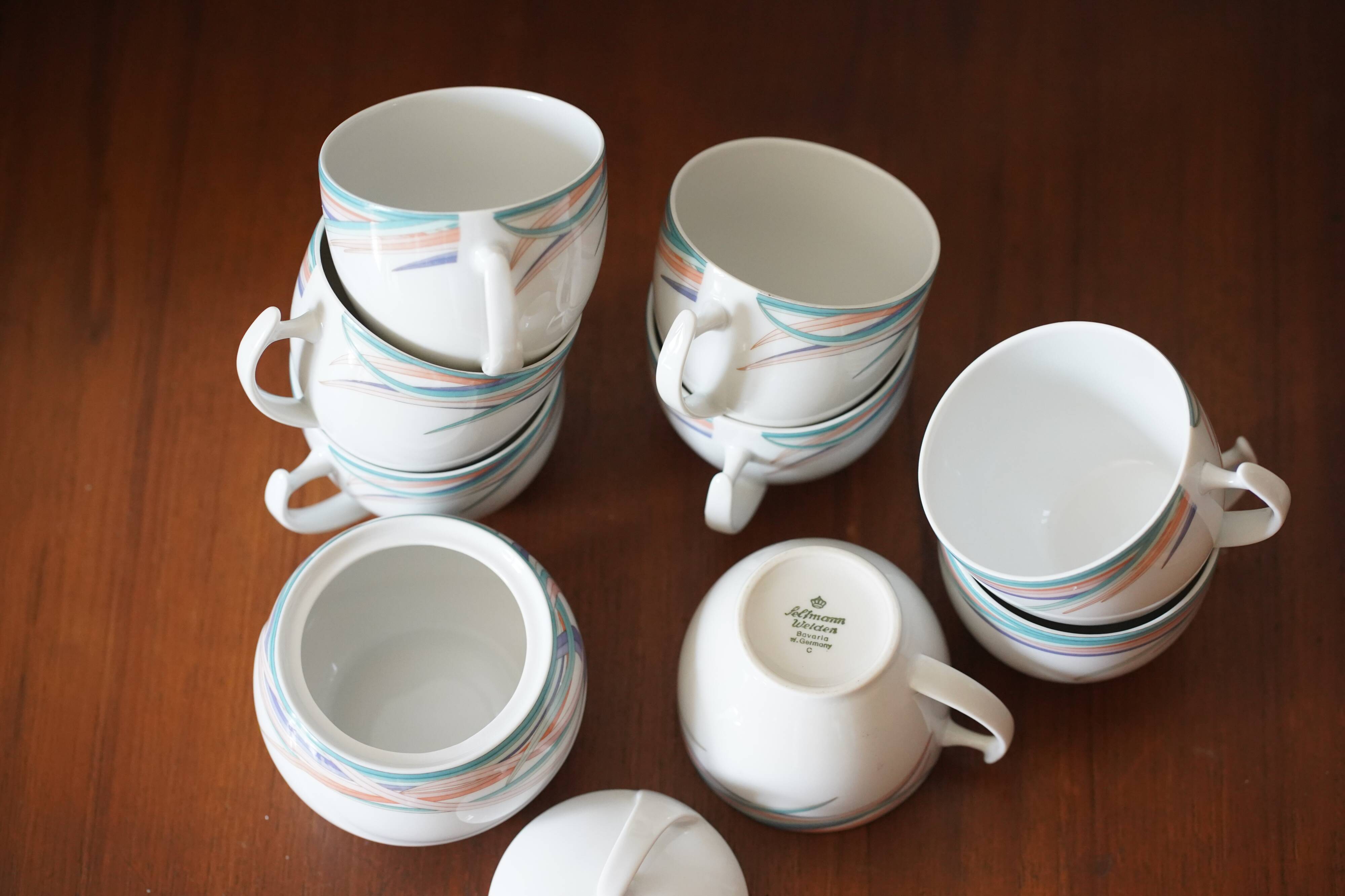 Ensemble 8 tasses et sucrier Bavaria