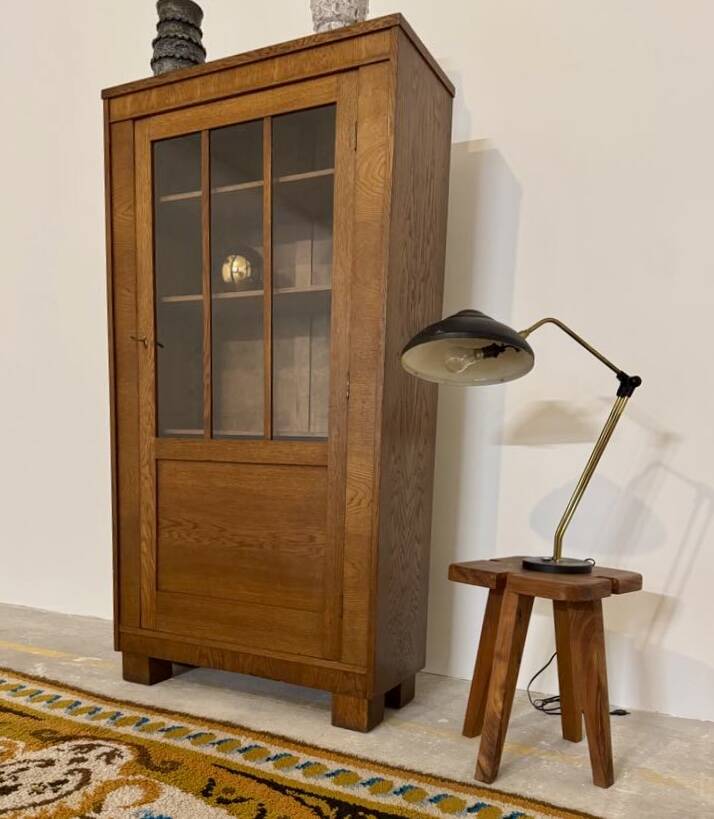 Small vintage art deco oak bookcase