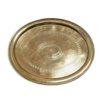 Doré gold-plated vintage oval metal tray by Henniger & Co, Art Deco Germany, 1930s