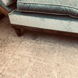 Old almond green velvet bench