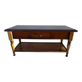 Table basse vintage en bois avec tiroir et tablettes