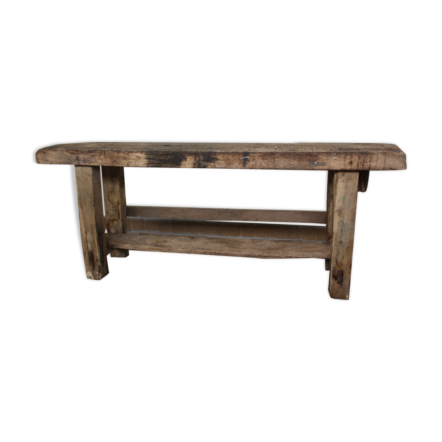 Ancient workbench in raw wood
