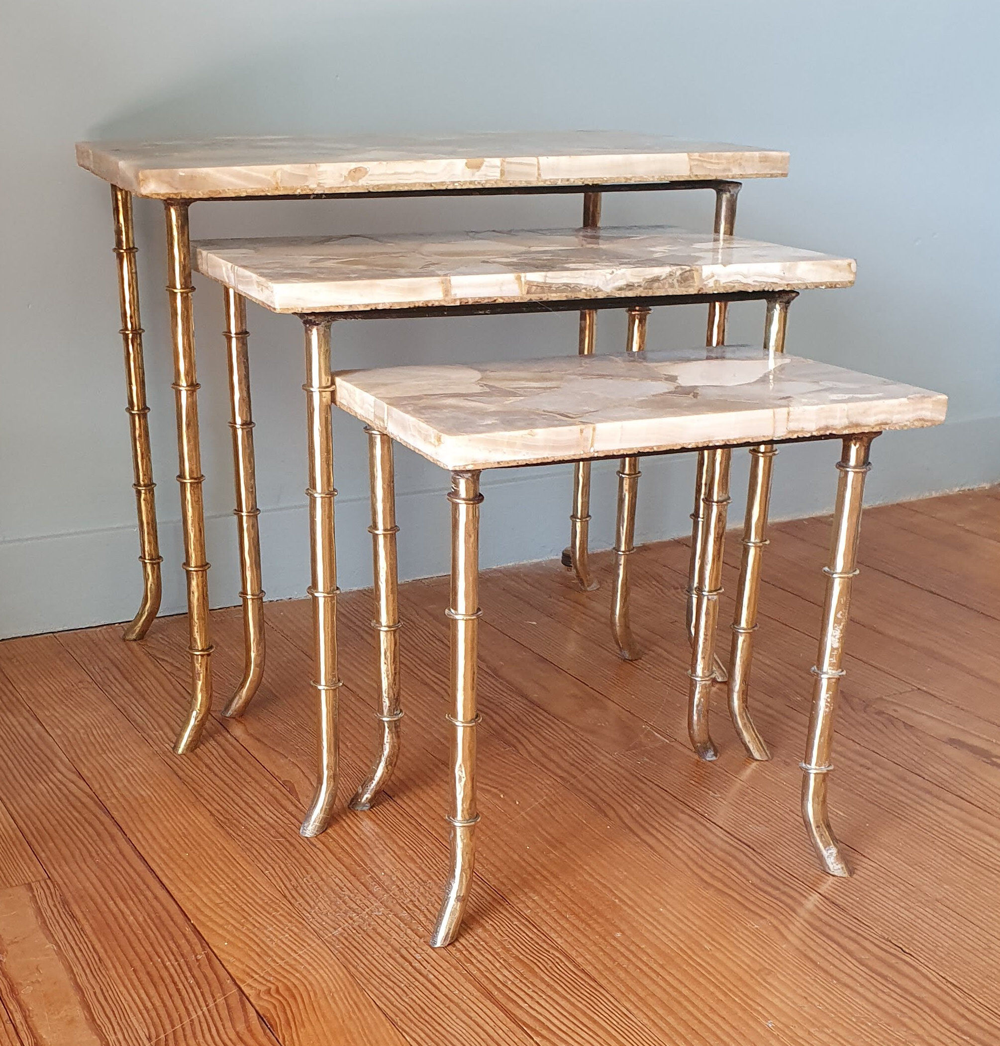 Brass and marble tables