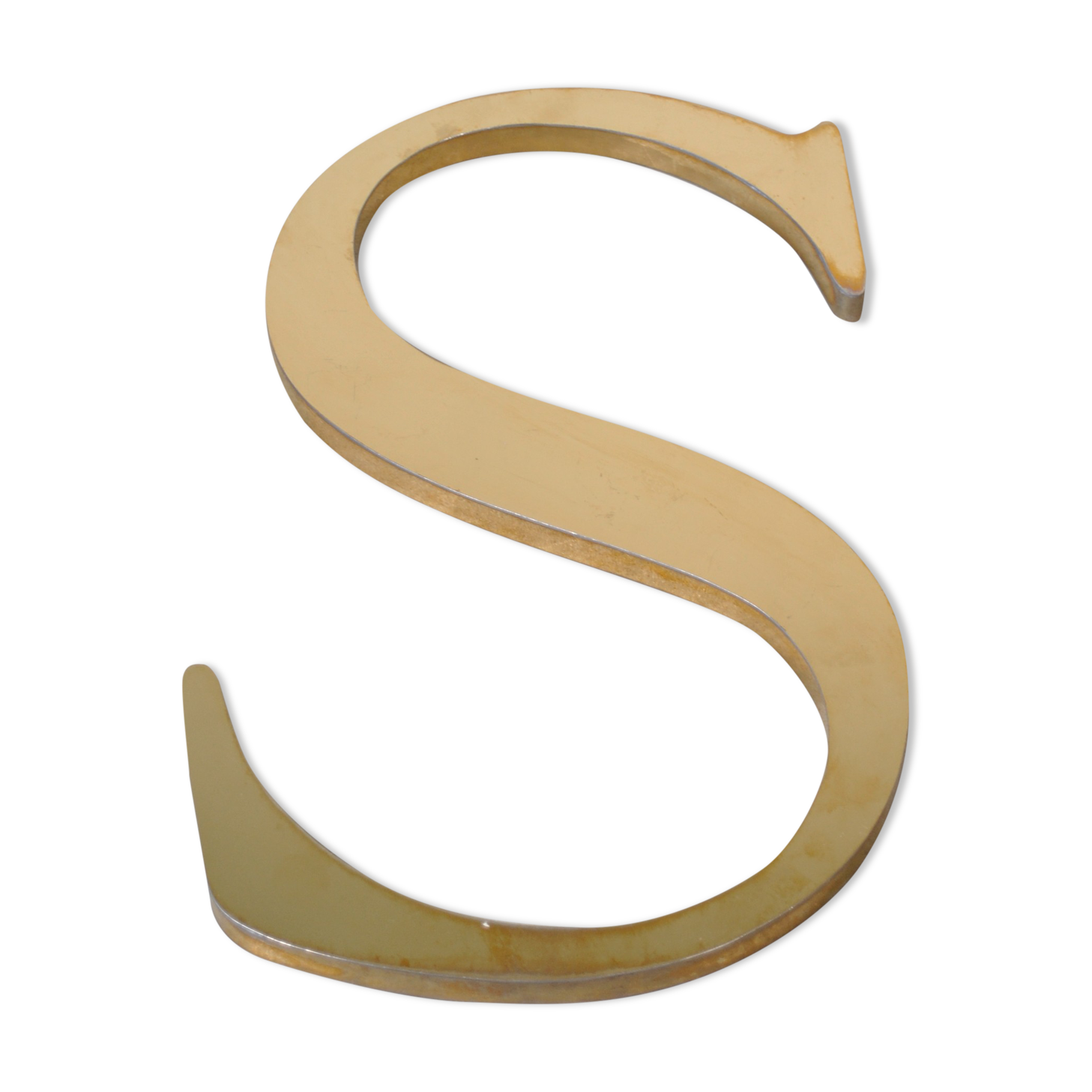 Lettre enseigne en métal dorée "S"  1980