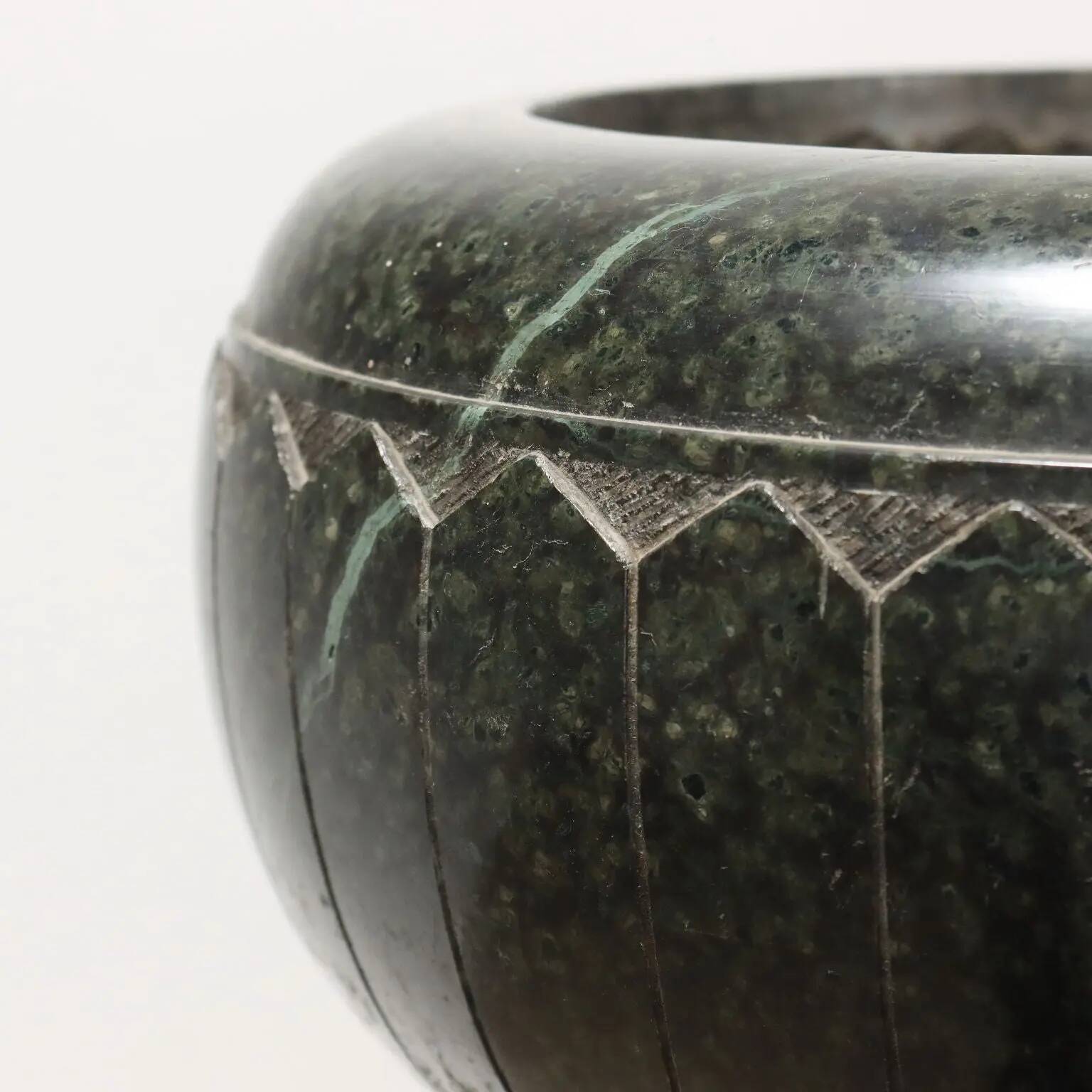 Paire de colonnes anciennes Art déco en marbre vert, Italie, XXe siècle
