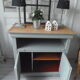 Louis Philippe-style storage furniture with grey wood tray, it is composed of a niche with sliding tray and below a storage closed by 2 doors.