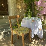 2 chairs in yellow wood fabric pierre frey