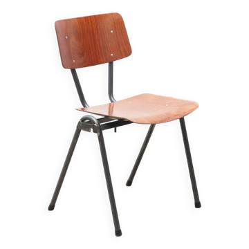 Eromes oak and grey-green chair with hooks