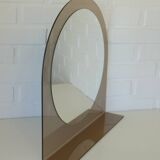 Miroir de courtoisie avec étagère, miroir mural vintage en plastique fumé de style Space Age