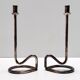 Minimalist Pair of Silver Plated Metal Candleholders in the Style of Sabattini