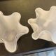Duo of vintage handkerchief vases in glass paste