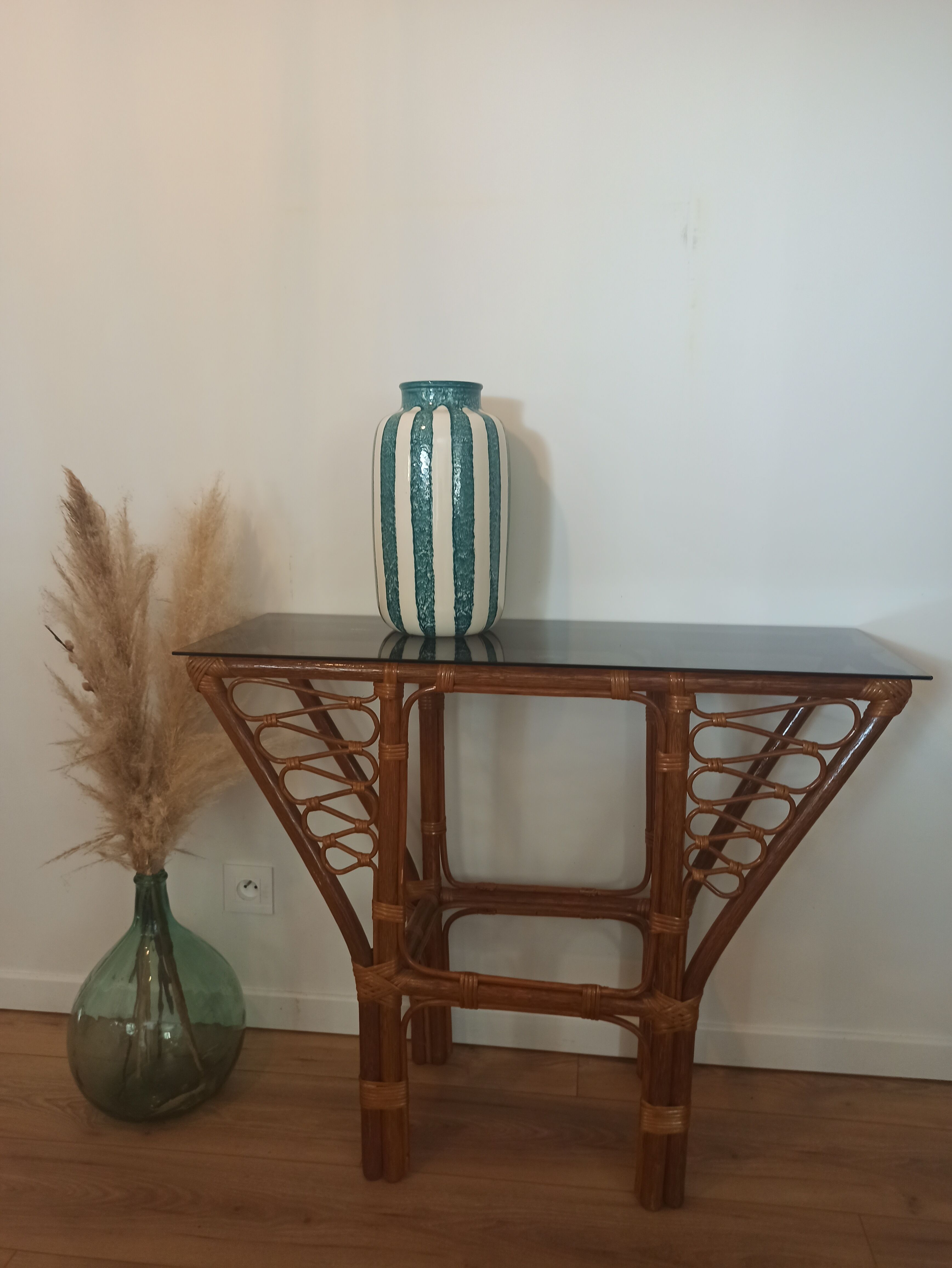 Vintage rattan console