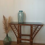 Vintage rattan console