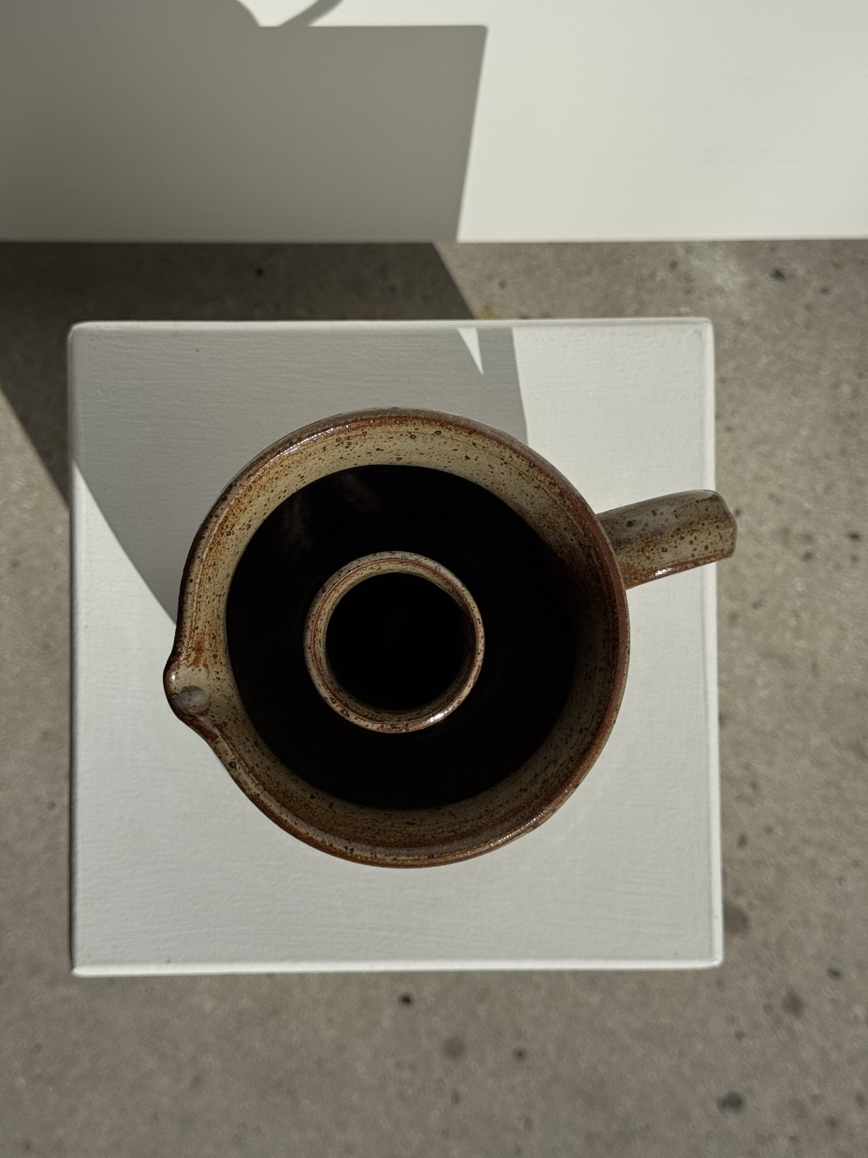 Vintage artisan ceramic rosé carafe with compartment Le Refuge Nîmes H14