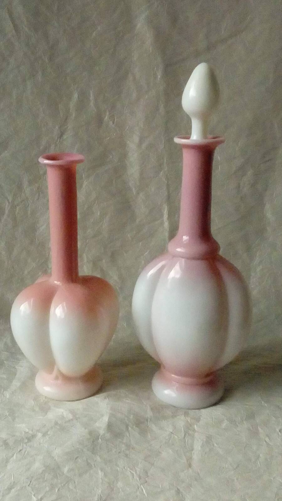 Antique opaline glass decanters, late 19th century