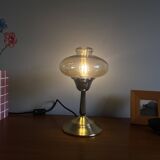 Table lamp in brass and golden smoked glass globe LAMP-7414