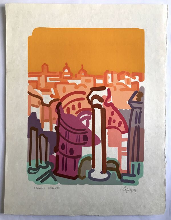 Charles lapicque, le colisée, 1957. lithographie signée au crayon