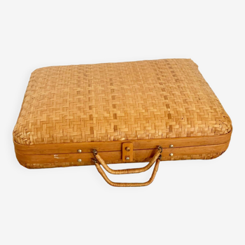 Vintage woven rattan briefcase