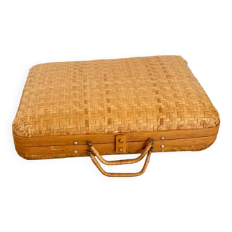 Vintage woven rattan briefcase
