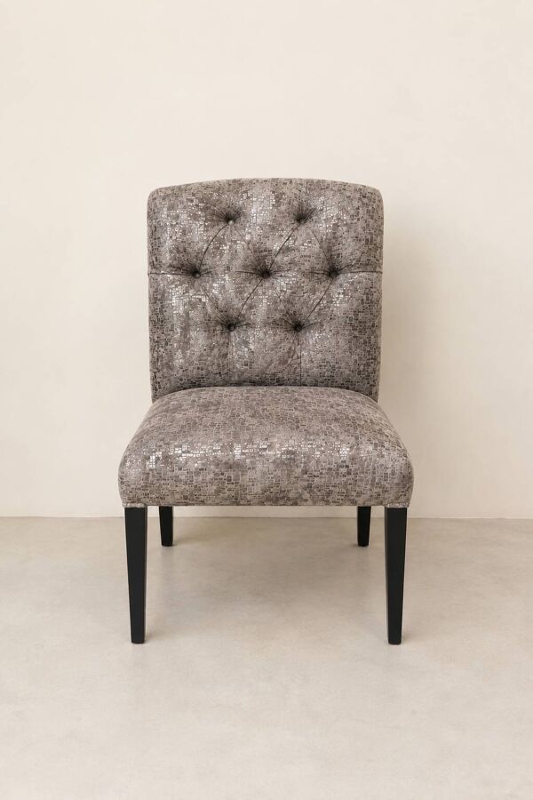Lot de 4 chaises capitonnées en tissu taupe métallisé
