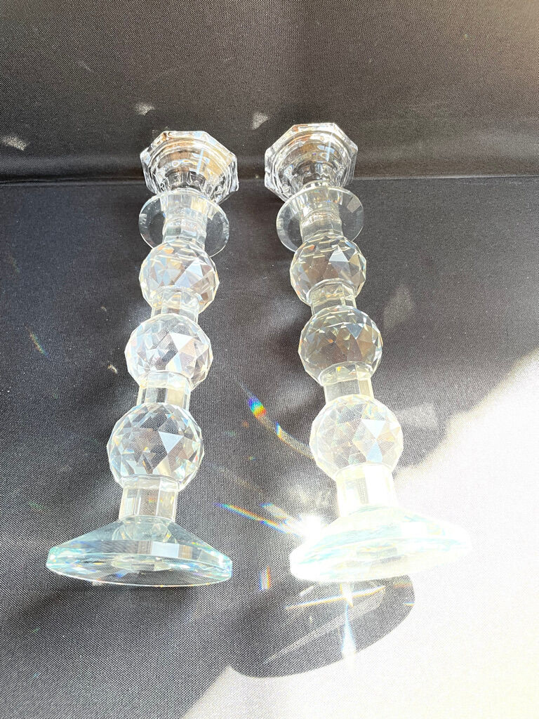 Candle holders - glass or cut crystal