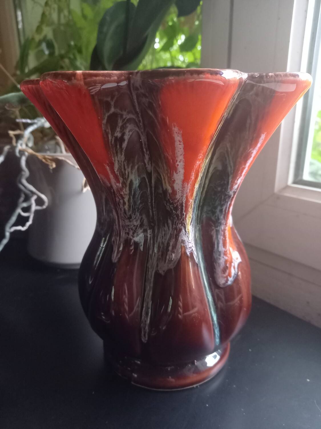 Pair of vintage Vallauris enameled ceramic vases
