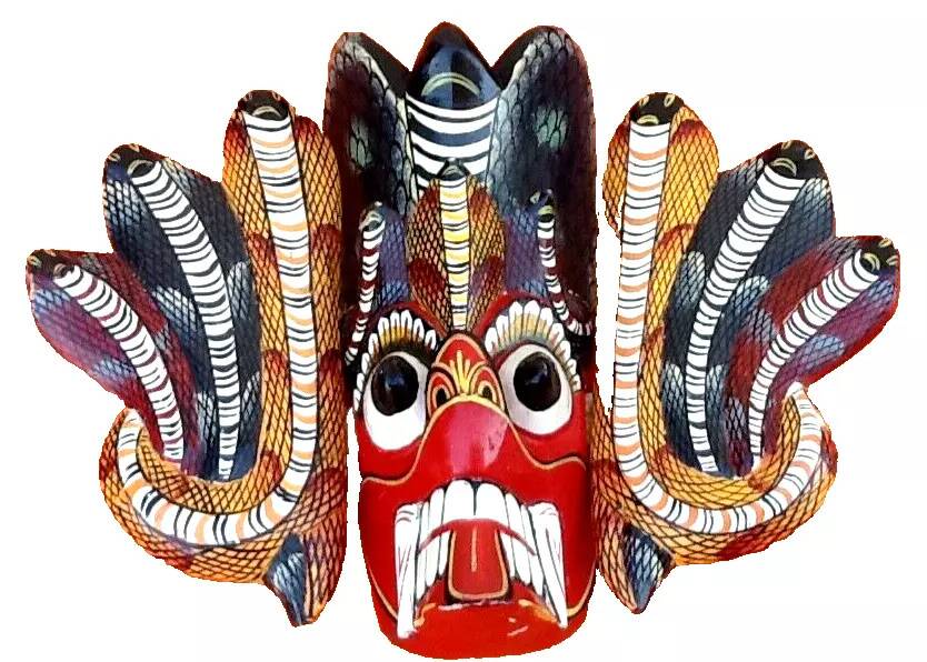 Wall mask Polychrome carved wood